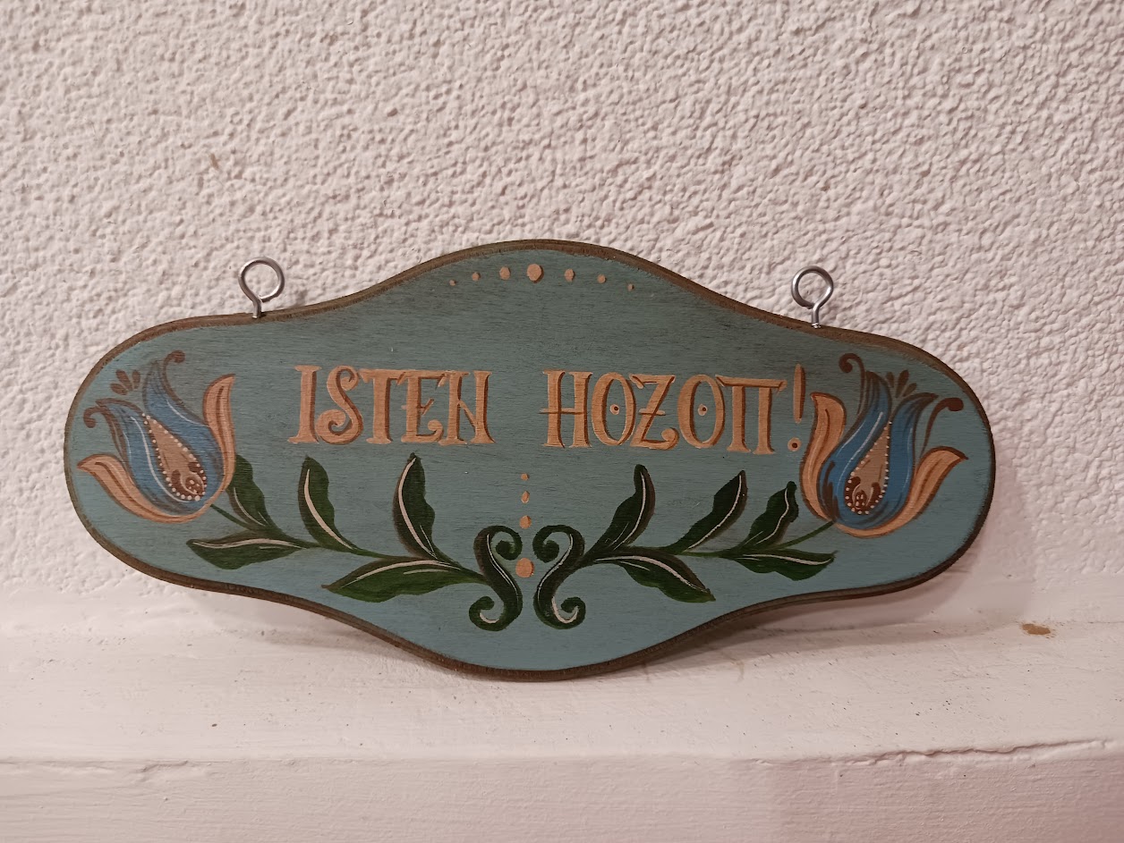 Isten hozott_türkiz_tulipános